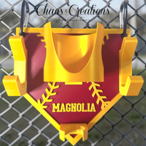 Custom 3D printed baseball plate personalized with player name for dugout organization