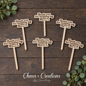 Personalized Thanks for Helping Me Grow wooden plant stake with custom student name