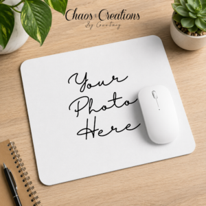 Personalized mouse pad featuring a custom photo, logo, artwork, or design uploaded by the customer.