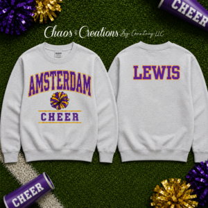Amsterdam Vintage Cheer sport grey crewneck with personalized Lewis name on back